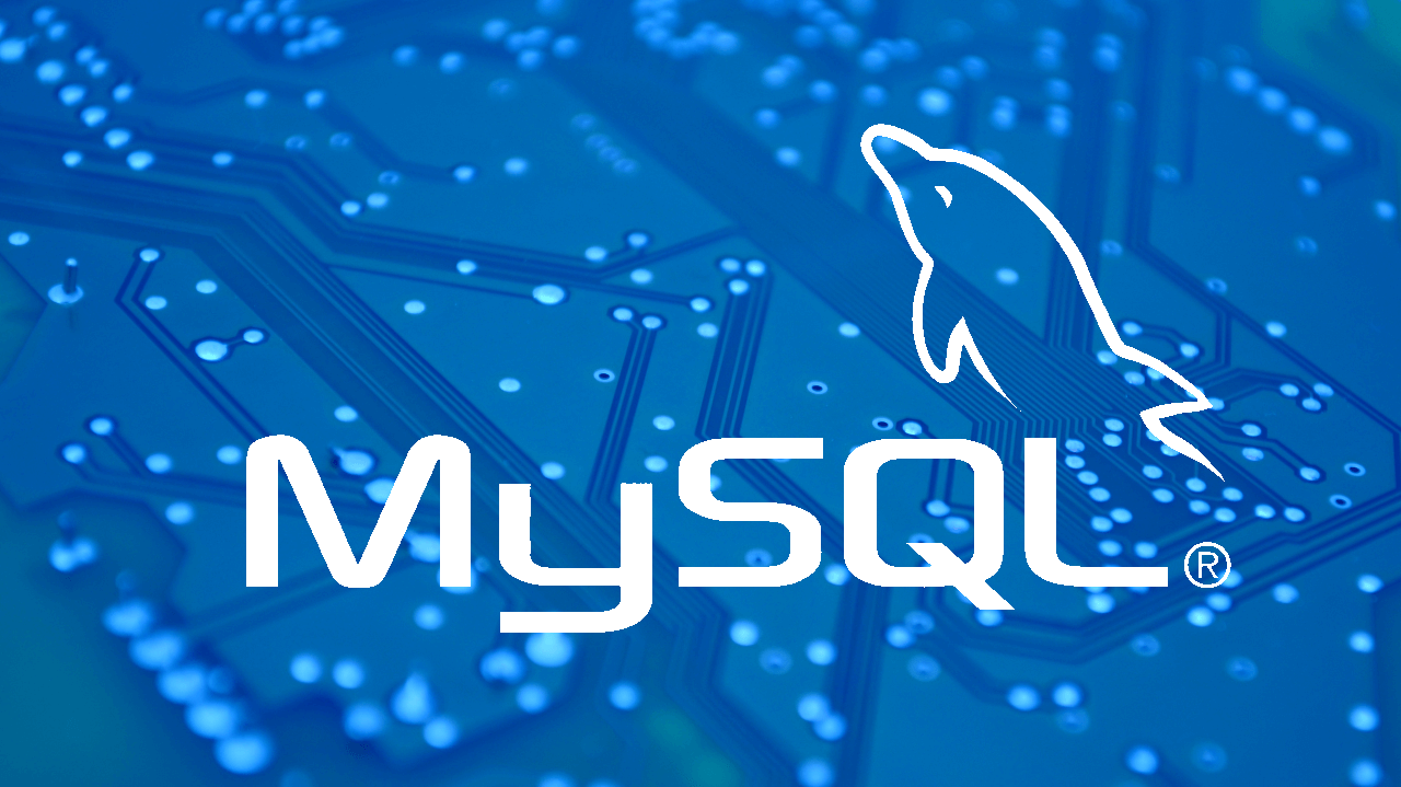 MySQL Logo vor einem Mainboard
